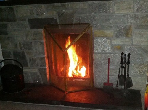 Fireplace at the waterfront cottage