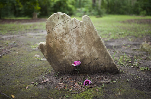 tilted gravestone