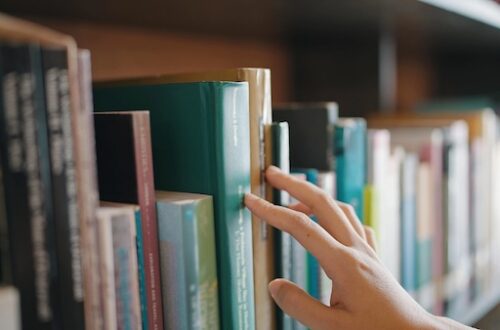browsing the library's shelves