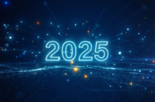 2025 in blue neon lights