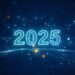 2025 in blue neon lights