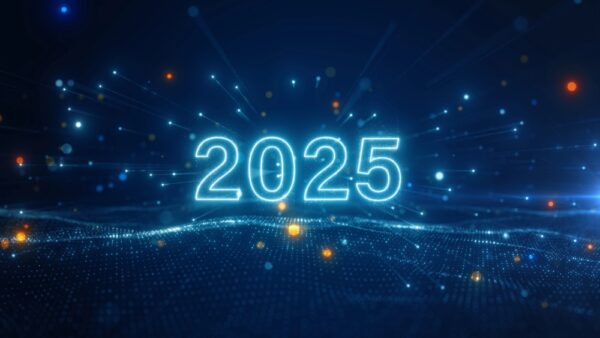 2025 in blue neon lights