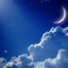Night sky, with Cheshire cat moon and clouds